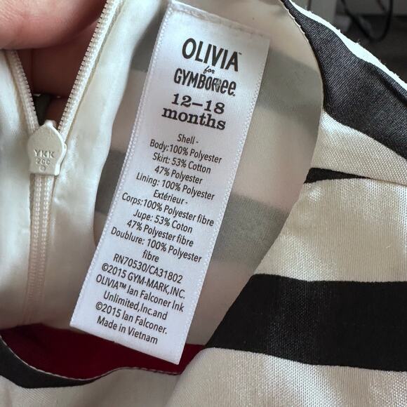 Gymboree Girls Olivia the pig Dress Striped Red Satin Formal Holiday - Picture 6 of 7